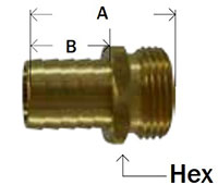 Brass NPSM Male Short Shank Diagram